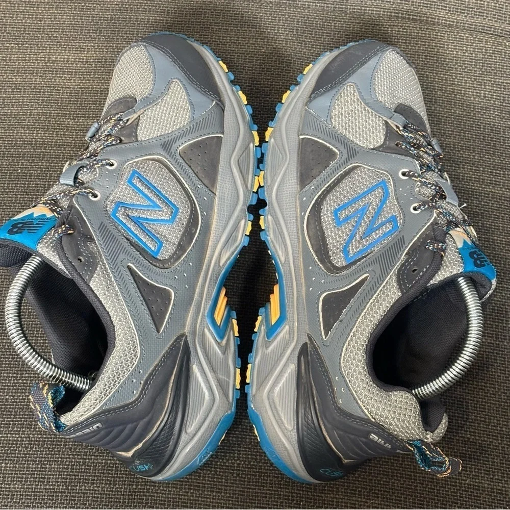 New Balance 481 V3 Trail Running Athletic Shoes-Gray/Blue/Yellow-Men Size 8.5